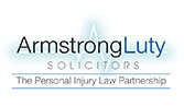 Logo: Text reads 'Armstrong Luty Solicitors, The Personal Injury Law Partnership' with blue heartbeat signal behind it.