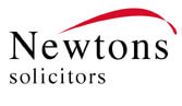 Logo: Text reads 'Newtons Solicitors' in black font with a red swish above it.