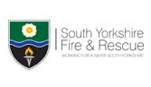 Logo: Text reads 'South Yorkshire Fire & Rescue' in grey font with green and black shield to the left.