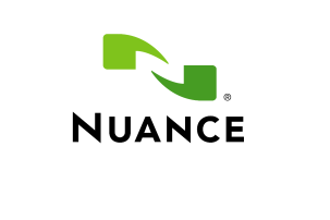 Black text reads 'Nuance' on a white background with two green speech marks above in a rotated format.